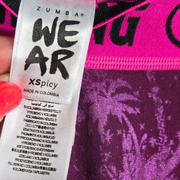 Zumba Never Stop Shinin' Ankle Leggings Violet Shiny Fitness Booty Flattering XS - Picture 3 of 9